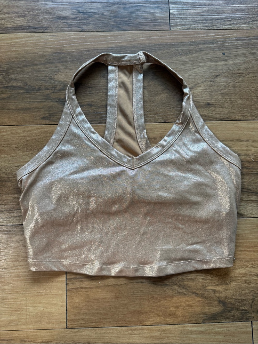 Beyond Yoga On The Up Liquid Foil Copper Metallic Crop Tank size M